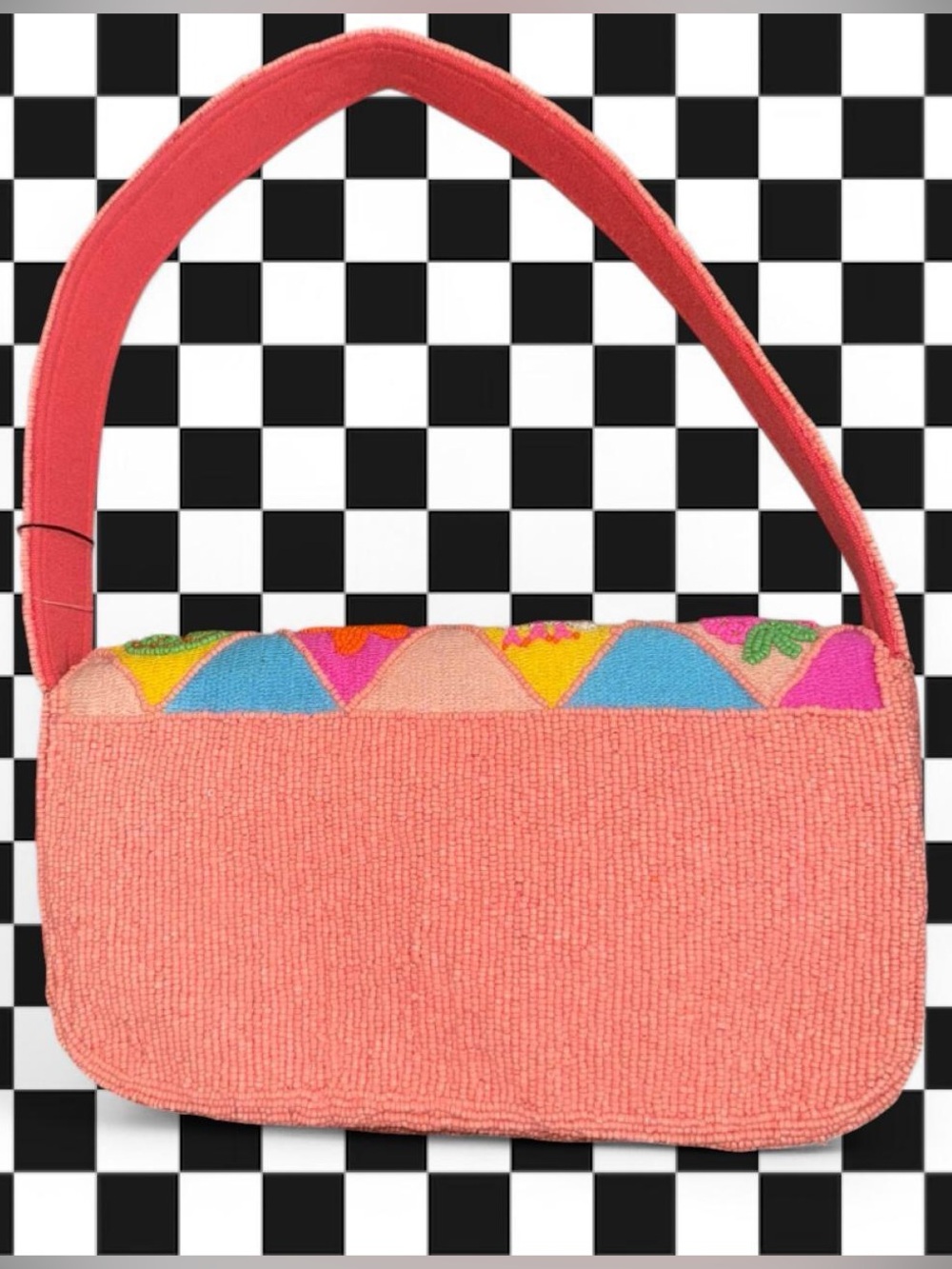 Viral Bright Pink Fruit Beaded Shoulder Bag - Picture 2 of 5